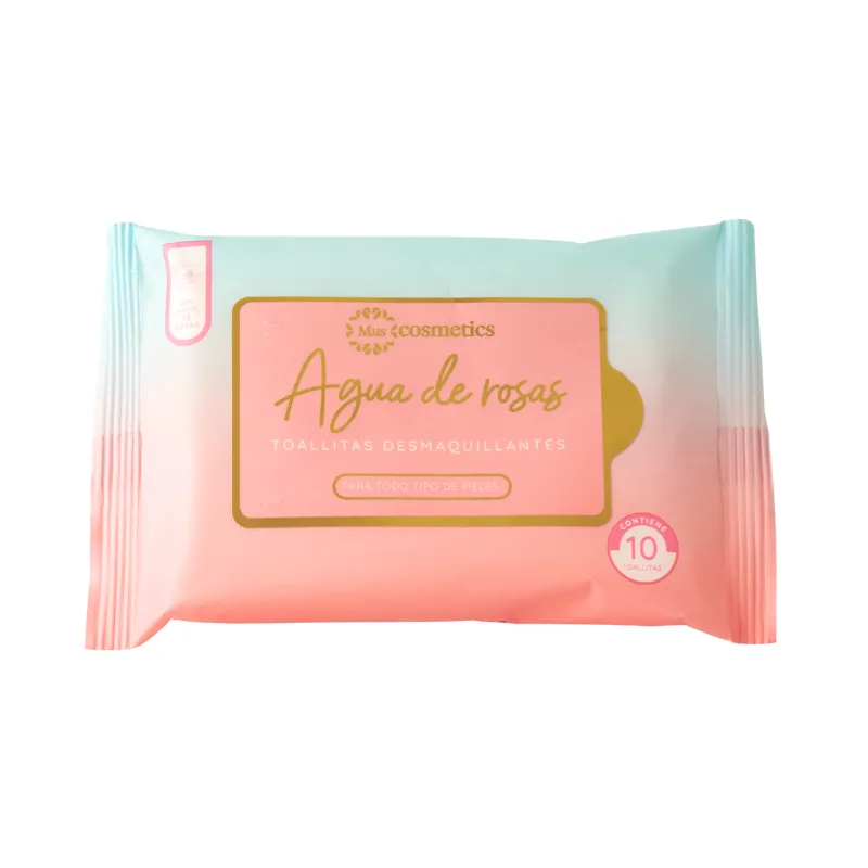 TOALLAS DESMAQUILLANTES MISS COSMETICS AGUA DE ROSAS